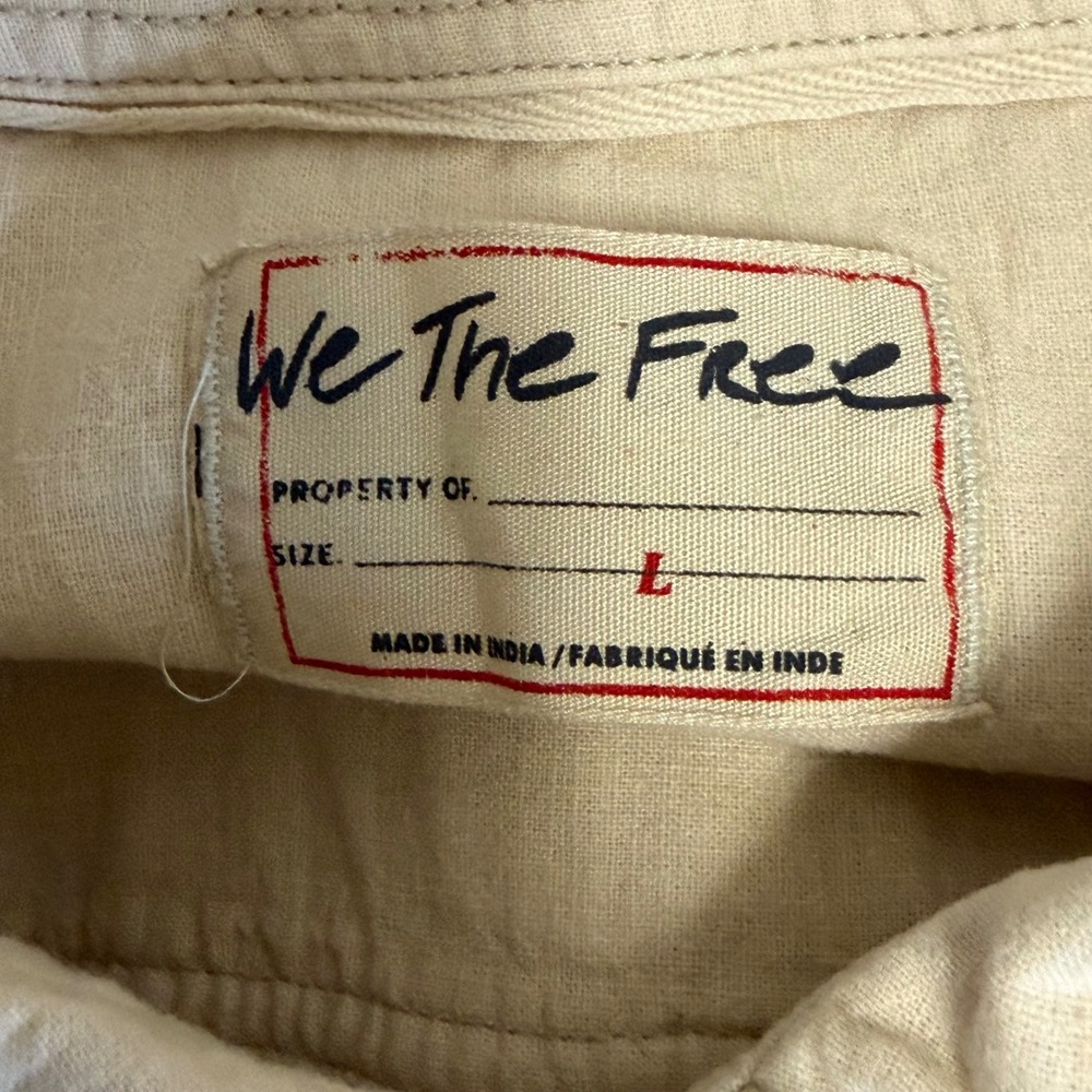 We The Free Free People Made For Sun Large Cream Linen Cotton Oversized Shirt - Picture 6 of 8
